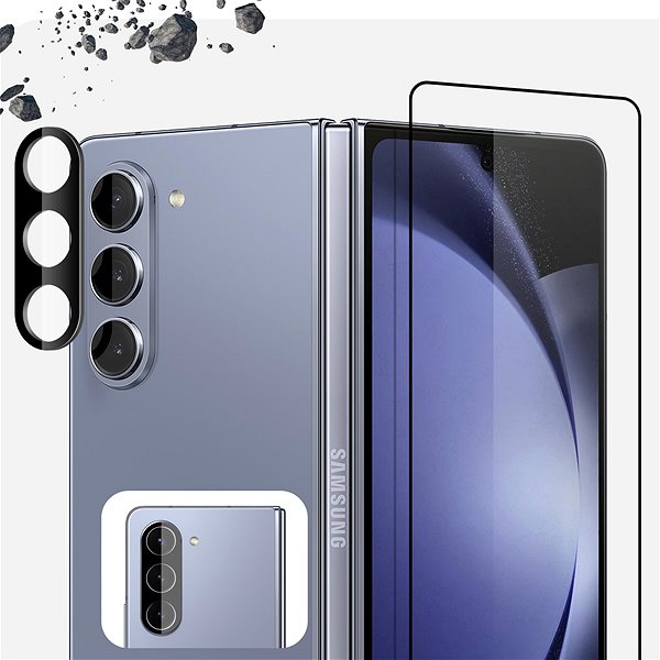 Schutzglas Tempered Glass Protector für Samsung Galaxy Z Fold5 + Kameraglas, kompatibel mit dem Gehäuse ...