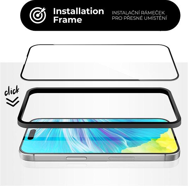 Üvegfólia Tempered Glass Protector iPhone 15 üvegfólia + kamera védő fólia + felhelyező keret - Case Friendly ...
