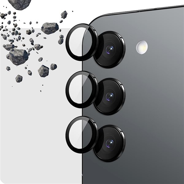 Kamera védő fólia Tempered Glass Protector a Samsung Galaxy S24 / S23+ / S23 készülékhez, fekete ...