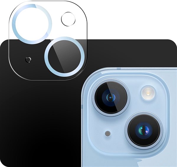 Ochranné sklo na objektív Tempered Glass Protector na iPhone 14/14 Plus, 3D Glass, modrá ...
