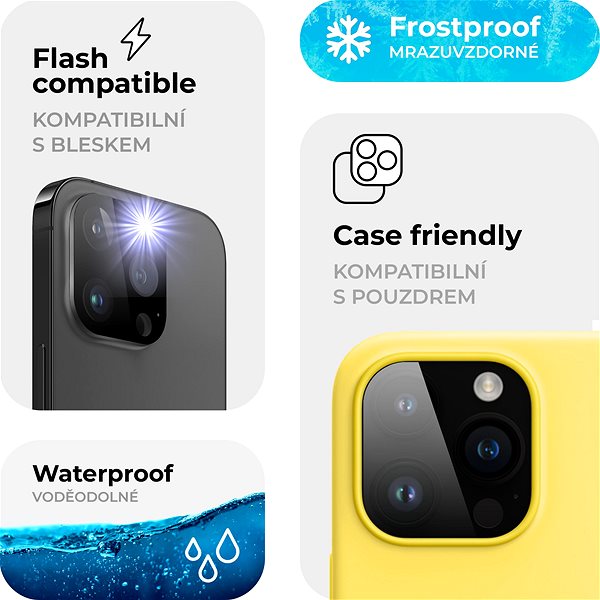 Ochranné sklo na objektív Tempered Glass Protector pre objektív iPhone 14 Pro / 14 Pro Max, kompatibilný s puzdrom ...