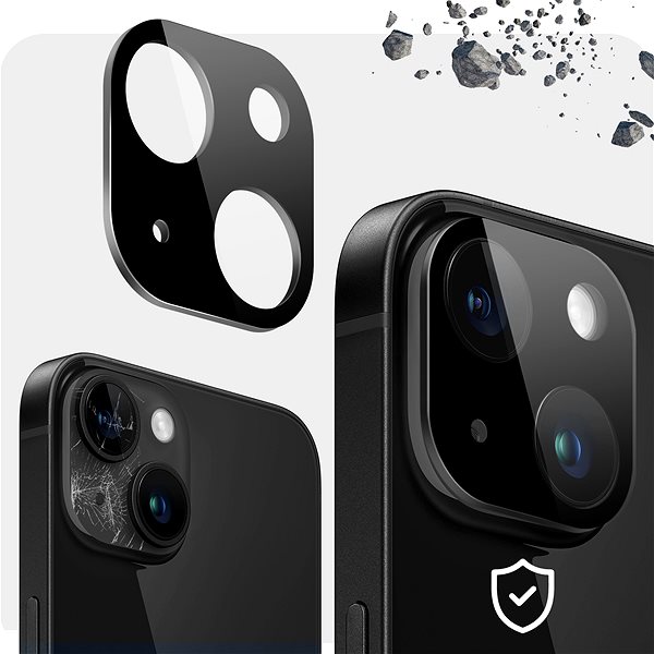 Kamera védő fólia Tempered Glass Protector iPhone 15 kamera védő fólia - fekete, tok és vaku kompatibilis ...