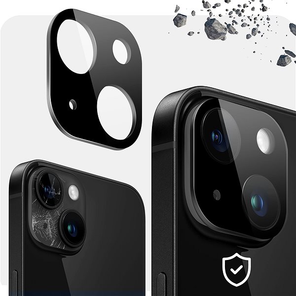 Ochranné sklo na objektív Tempered Glass Protector na iPhone 15 Plus (kompatibilné s puzdrom a bleskom), čierne ...
