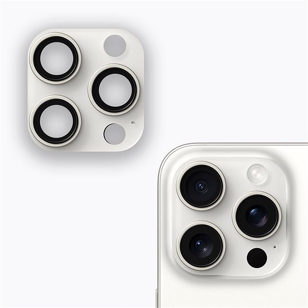 Kamera védő fólia Tempered Glass Protector iPhone Pro / 15 Pro Max kamera védő fólia - ezüst, tok és vaku kompatibilis ...
