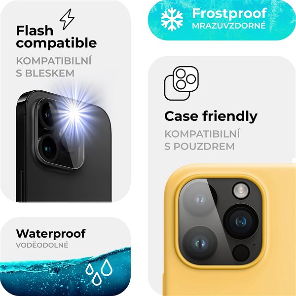 Objektiv-Schutzglas Tempered Glass Protector für iPhone 15 Pro (kompatibel mit Hülle und Blitz) ...