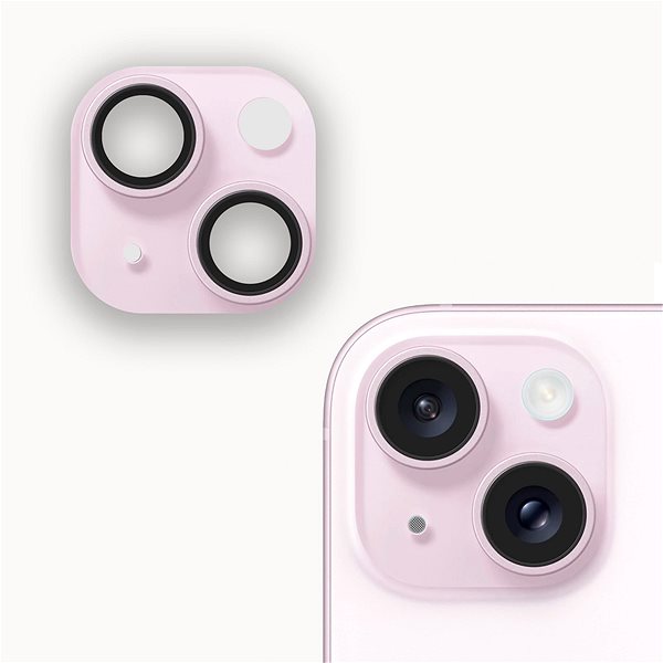Kamera védő fólia Tempered Glass Protector iPhone 15 / 15 Plus / 14 / 14 Plus üvegfólia - rózsaszín ...