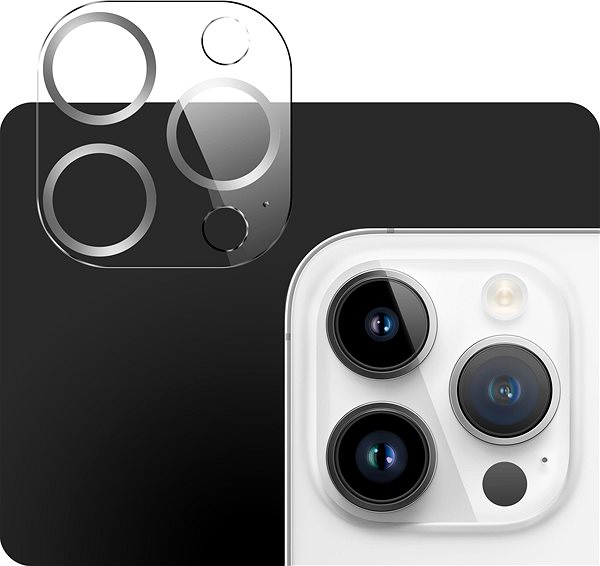 Kamera védő fólia Tempered Glass Protector az iPhone 14 Pro / 14 Pro Max készülékhez, 3D Glass, ezüst ...