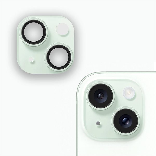 Objektiv-Schutzglas Tempered Glass Protector für das iPhone 15 / 15 Plus, grün ...