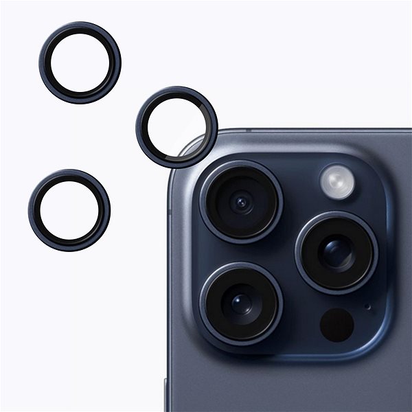 Ochranné sklo na objektív Tempered Glass Protector na iPhone 15 Pro/15 Pro Max, modrá ...