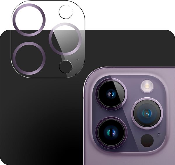 Ochranné sklo na objektív Tempered Glass Protector na iPhone 14 Pro/14 Pro Max, 3D Glass, fialová ...