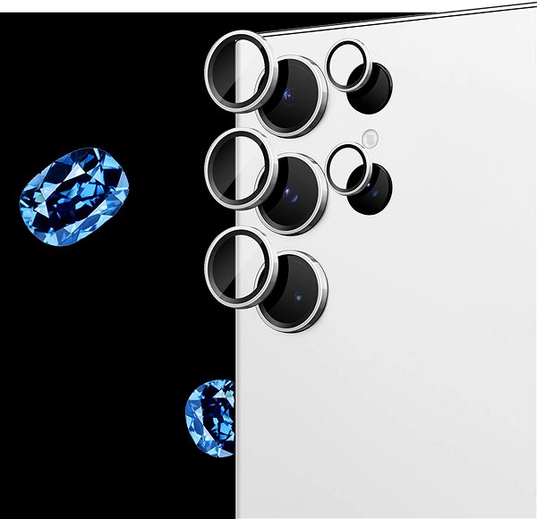 Objektiv-Schutzglas Tempered Glass Protector Saphir für Samsung Galaxy S24 Ultra / S23 Ultra, silber, 0,5 Karat ...