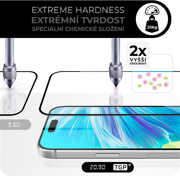 Glass Screen Protector Tempered Glass Protector for iPhone 16 Pro, EXTREME EDITION with increased hardness + applicator ...