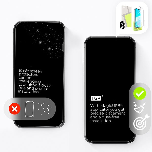 Glass Screen Protector TGP for iPhone 17e/16e (SELF-INSTALLING APPLICATOR) compatible with the case ...