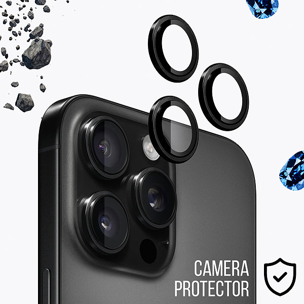 Glass Screen Protector Tempered Glass Protector sapphire on iPhone 16 Pro / 16 Pro Max, black + GIA certificate, 0.5-carat ...