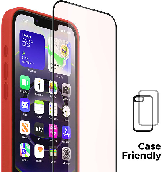 Glass Screen Protector Tempered Glass Protector for iPhone 16e /14 /13 /13 Pro, increasing the healthful red light ...