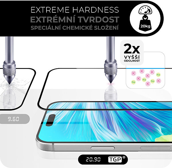 Glass Screen Protector Tempered Glass Protector for iPhone 17 / 17 Pro / 16 Pro, EXTREME with increased resistance + applic ...