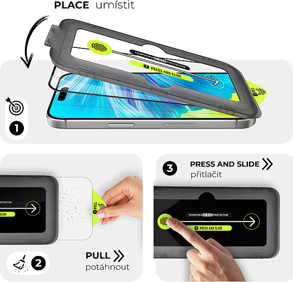 Schutzglas Tempered Glass Protector für iPhone 14 Plus / 13 Pro Max + selbstreinigender Applikator (3er Pack) ...