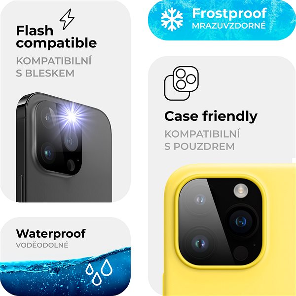 Ochranné sklo na objektív Tempered Glass Protector pre iPhone 16 Pro/16 Pro Max (Case Friendly), čierne ...