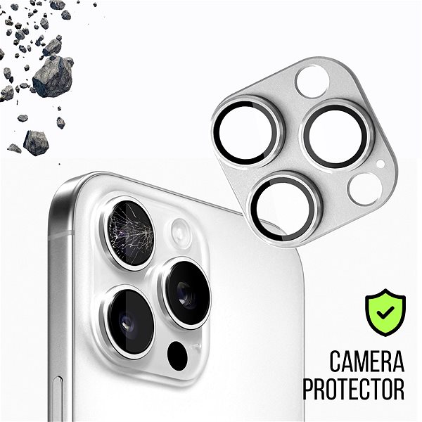Kamera védő fólia Tempered Glass Protector iPhone 16 Pro / 16 Pro Max kamera védő fólia - ezüstszín, Case Friendly ...