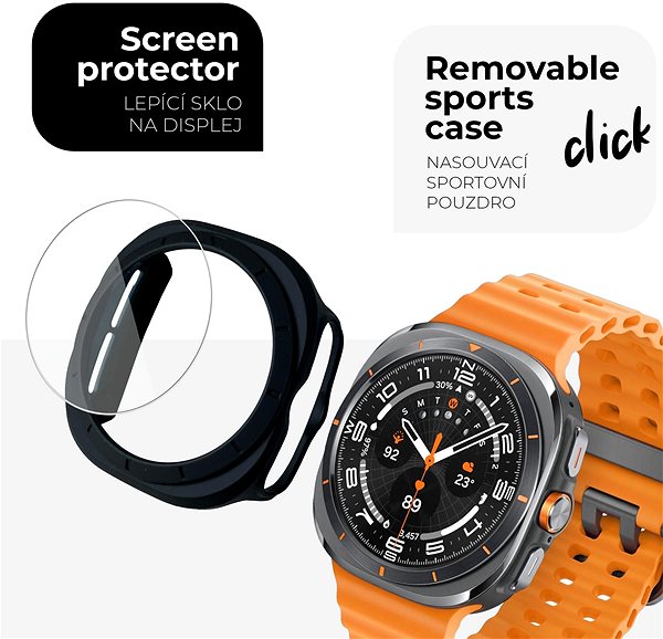 Glass Screen Protector Tempered Glass Protector for Samsung Galaxy Watch Ultra 47mm, waterproof + sports case ...