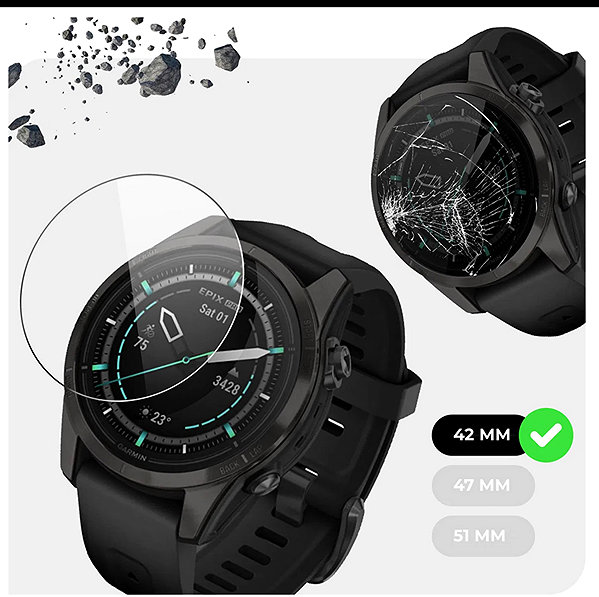 Glass Screen Protector Tempered Glass Protector for Garmin Epix Pro 42 mm (Gen 2), waterproof ...