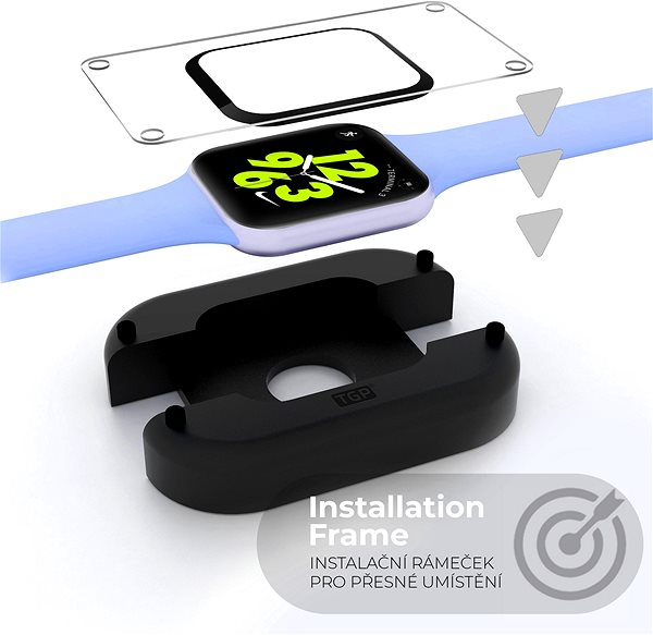 Üvegfólia Tempered Glass Protector Apple Watch 4 / 5 / 6 / SE 44mm üvegfólia - vízálló + felhelyezőkeret ...
