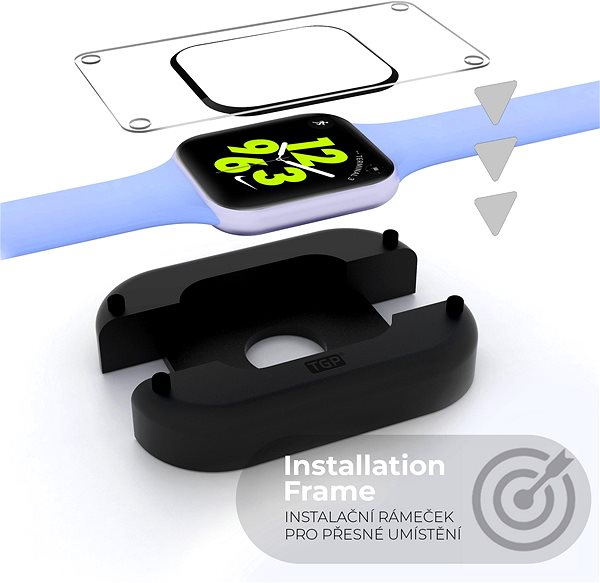 Üvegfólia Tempered Glass Protector Apple Watch 9 / 8 / 7 41mm üvegfólia - vízálló + felhelyezőkeret ...