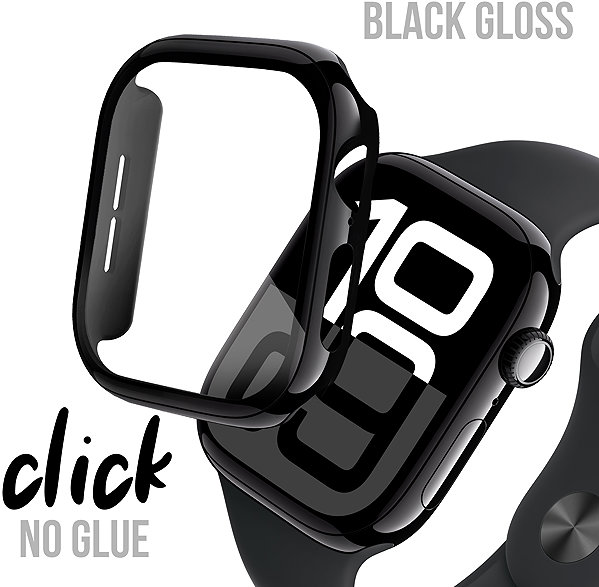 Glass Screen Protector Tempered Glass Protector for Apple Watch 10 42mm, black glossy ...