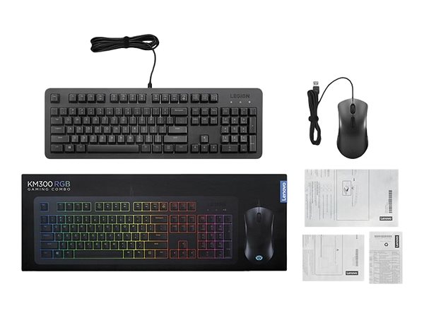 Keyboard and Mouse Set Lenovo Legion KM300 RGB Gaming Combo Keyboard and Mouse - US Package content