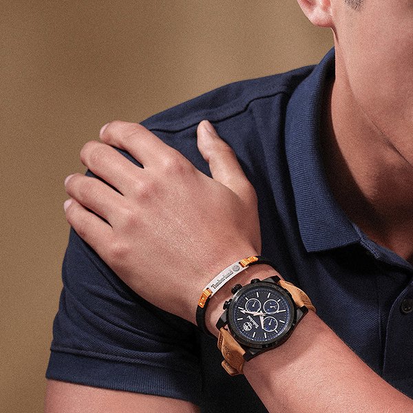 Timberland Men's Black Leather Bracelet TDAGB0002201.
