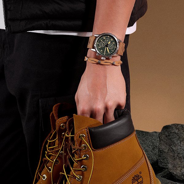 Timberland Men's Light Brown Leather Bracelet TDAGB0002601.