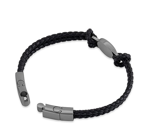 Timberland men's black leather bracelet TDAGB0003302.