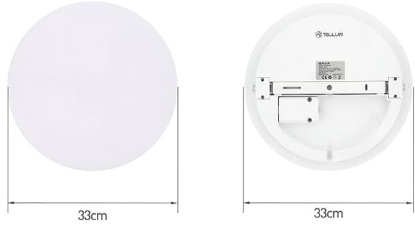 Deckenleuchte Tellur WiFi Smarte LED Deckenleuchte, rund, 24 W, warmweiß, weiße Farbe Technische Zeichnung
