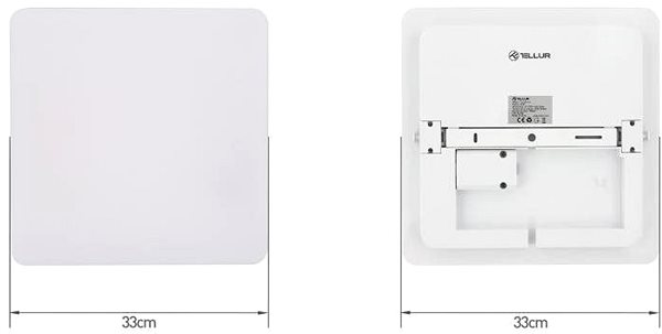 Deckenleuchte Tellur WiFi Smarte LED Deckenleuchte, quadratisch, 24 W, warmweiß, weiße Farbe Technische Zeichnung
