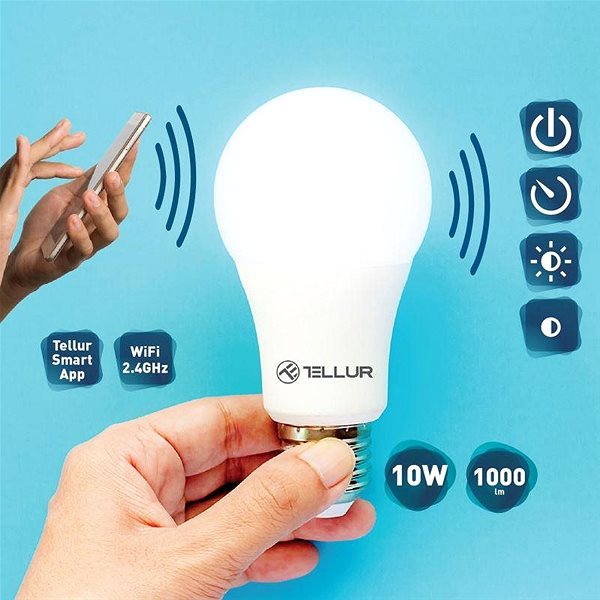 LED izzó WiFi okos izzó E27, 10 W, fehér, meleg fehér Jellemzők/technológia 2