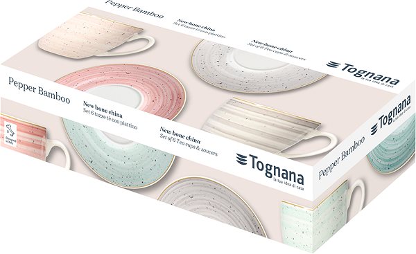 Set of cups Tognana Set of tea cups with saucers 200 ml 6 pcs PEPPER BAMBOO .