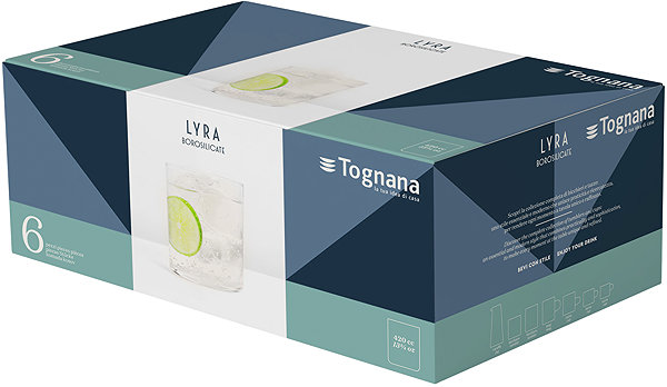 Glas Tognana Gläser aus Borosilikatglas 6-teiliges Set transparent 420 ml LYRA ...