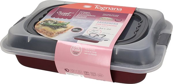Baking Mould Tognana Linea SWEET CHERRY Rectangular Baking Pan with Lid TAKE AWAY 32 x 22 x 6cm Packaging/box