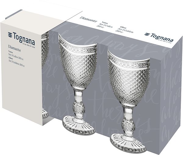 Pohár Tognana Súprava pohárov na stopke 3 ks 280 ml transparentná DIAMANTE ...