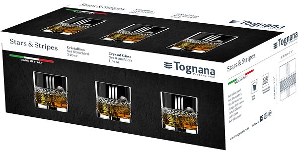 Pohár Tognana STARS&STRIPES alacsony pohárkészlet, 6 db ...