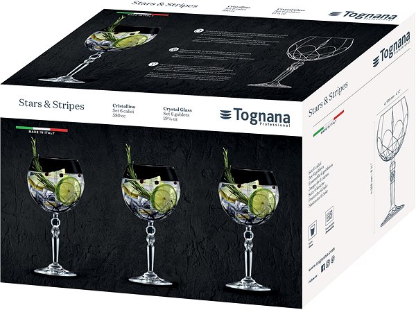 Pohár Tognana Súprava pohárov 6 ks 580 ml GIN TONIC STARS&STRIPES ...