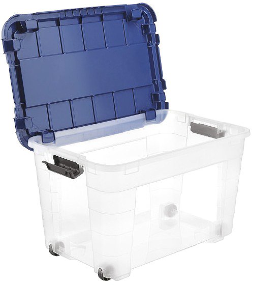 Aufbewahrungsbox Tontarelli Aufbewahrungsbox 4UP mit Deckel und Rädern 60 l transparent/blau ...