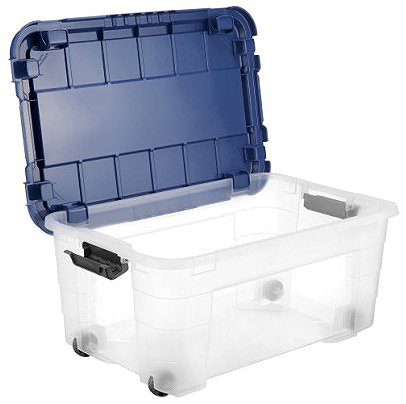 Aufbewahrungsbox Tontarelli Aufbewahrungsbox 4UP mit Deckel und Rädern 40 l transparent/blau ...