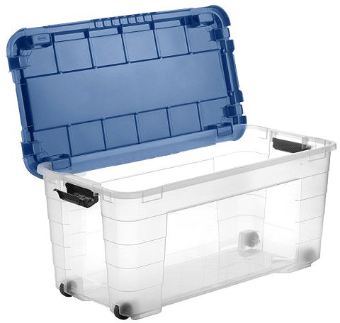 Aufbewahrungsbox Tontarelli Aufbewahrungsbox 4UP mit Deckel und Rädern 80 l transparent/blau ...