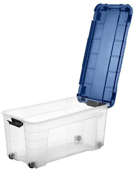 Aufbewahrungsbox Tontarelli Aufbewahrungsbox 4UP mit Deckel und Rädern 80 l transparent/blau ...