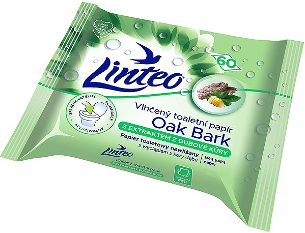 Nedves wc papír LINTEO Nedves toalettpapír tölgyfakéreg kivonattal (60 db) ...