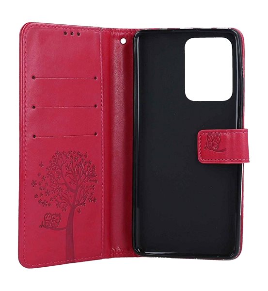 Pouzdro na mobil TopQ Pouzdro Xiaomi Redmi Note 12 Pro+ 5G knížkové Tmavě růžový strom sovičky 106883 ...