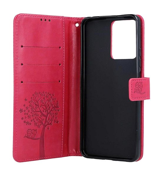 Puzdro na mobil TopQ Puzdro Xiaomi Redmi Note 12 knižkové Tmavo ružové strom sovičky 111683 ...