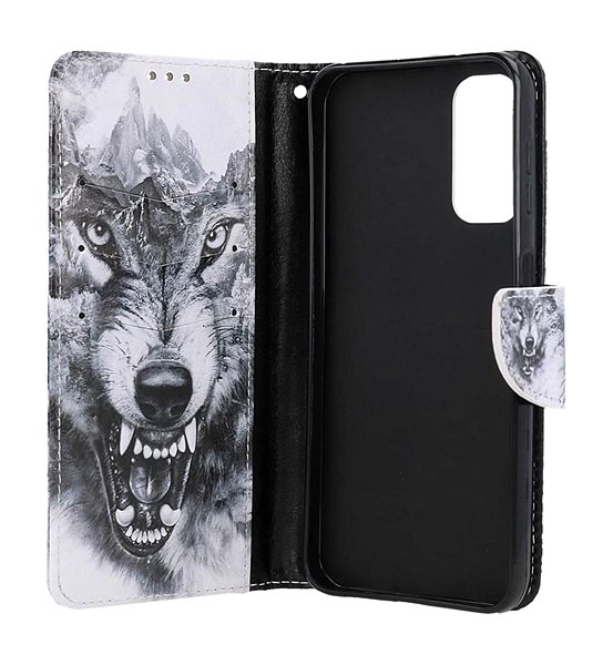 Puzdro na mobil TopQ Puzdro Samsung A14 knižkové Čierno-biely vlk 112851 ...