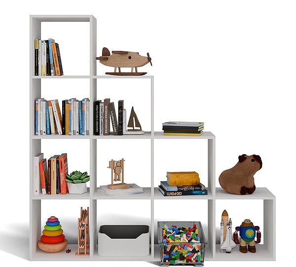 Shelving Unit Topeshop Step Shelf 4 × 4 white, 153 × 153 × 30 cm ...